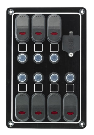 PANEL ELEKTRYCZNY TABLICA ROZDZIELCZA 7 WŁĄCZNIKÓW ŁADOWANIE USB 