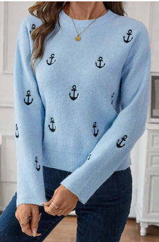 SWETER DAMSKI KOTWICZKI BŁĘKITNY